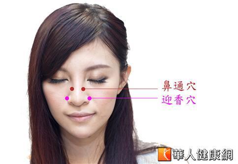 若是因鼻过敏所引发的黑眼圈,民众可加强按压鼻通穴和迎香穴改善.
