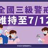 指揮中心宣布：防疫三級警戒再延長至7月12日！