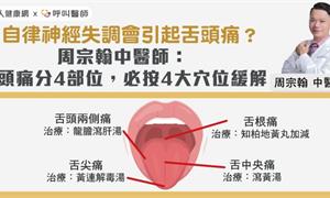 自律神經失調會引起舌頭痛？周宗翰中醫師：舌頭痛分4部位，必按4大穴位舒緩