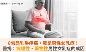 8旬翁乳房疼痛，竟是男性女乳症！醫揭：病理性、藥物性男性女乳症的成因