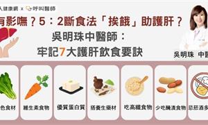 有影嘸？5：2斷食法「挨餓」助護肝？吳明珠中醫師：牢記7大護肝飲食要訣