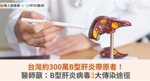 台灣約300萬B型肝炎帶原者！醫師籲：B型肝炎病毒3大傳染途徑