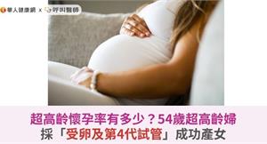 超高齡懷孕率有多少？54歲超高齡婦採「受卵及第4代試管」成功產女