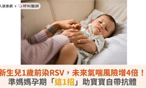新生兒1歲前染RSV，未來氣喘風險增4倍！準媽媽孕期「這1招」助寶寶自帶抗體 