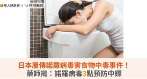 日本屢傳諾羅病毒害食物中毒事件！藥師揭：諾羅病毒3點預防中鏢