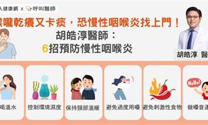 喉嚨乾癢又卡痰，小心慢性咽喉炎找上門！胡皓淳醫師：6招預防慢性咽喉炎