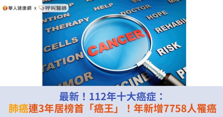最新!112年十大癌症:肺癌連3年居榜首「癌王」!年新增7758人罹癌