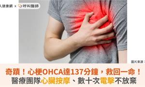 奇蹟！心梗OHCA達137分鐘，救回一命！醫療團隊心臟按摩、數十次電擊不放棄