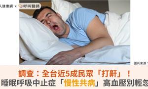 調查：全台近5成民眾「打鼾」！睡眠呼吸中止症「慢性共病」高血壓別輕忽