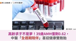 高齡求子不是夢！39歲AMH僅剩0.62，中醫「全週期陪伴」喜迎健康雙胞胎