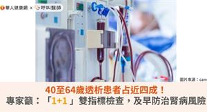 40至64歲透析患者占近四成！專家籲：「1+1 」雙指標檢查，及早防治腎病風險